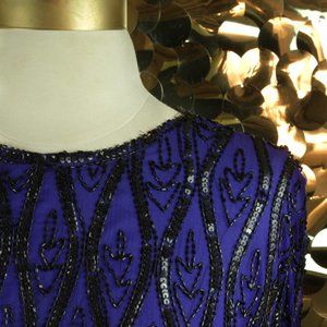 Blue Stenay Long Sleeve Beaded Top